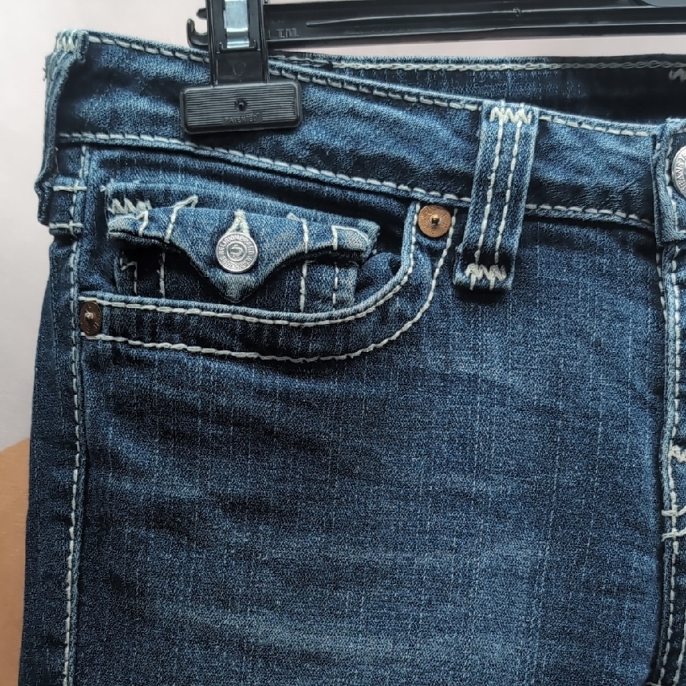 True Religion Women's Straight Leg Blue Jeans